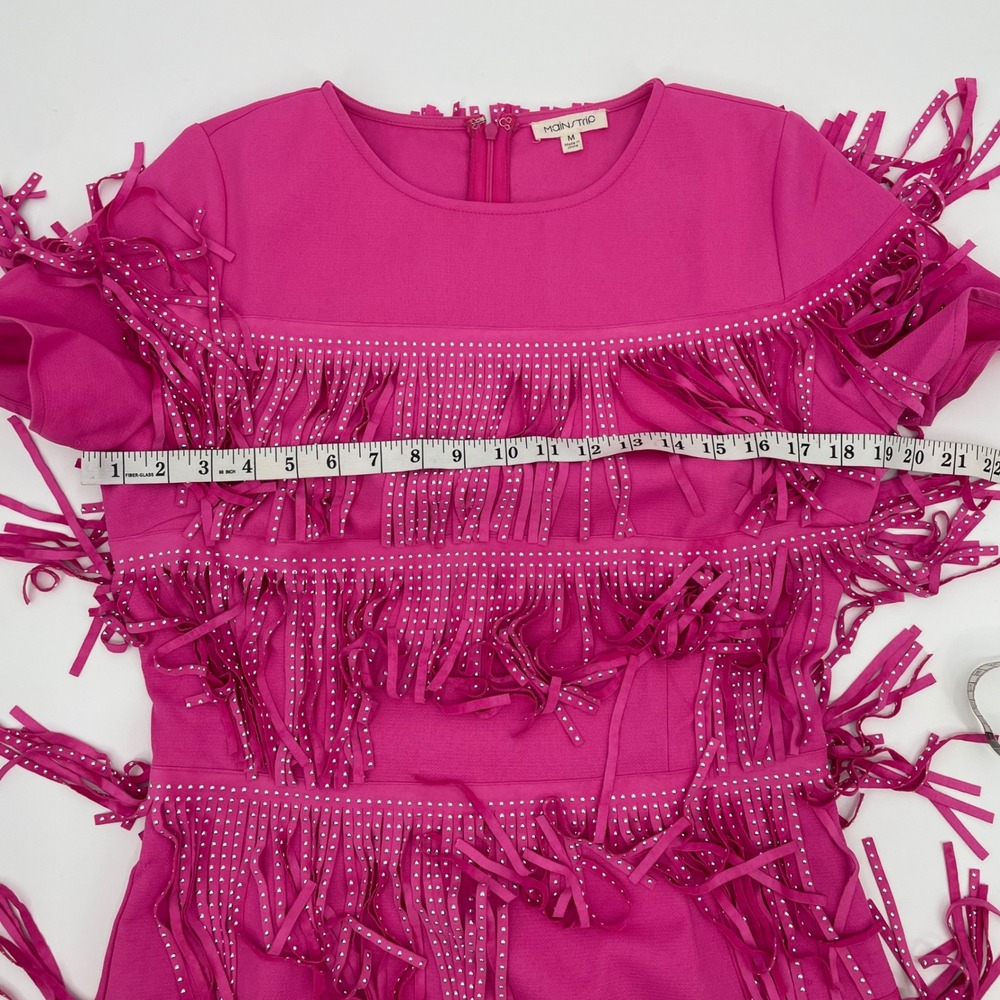 Mainstrip Fringe Dress Womens M Pink Polyester Western Studded Festival Boho - Picture 10 of 16